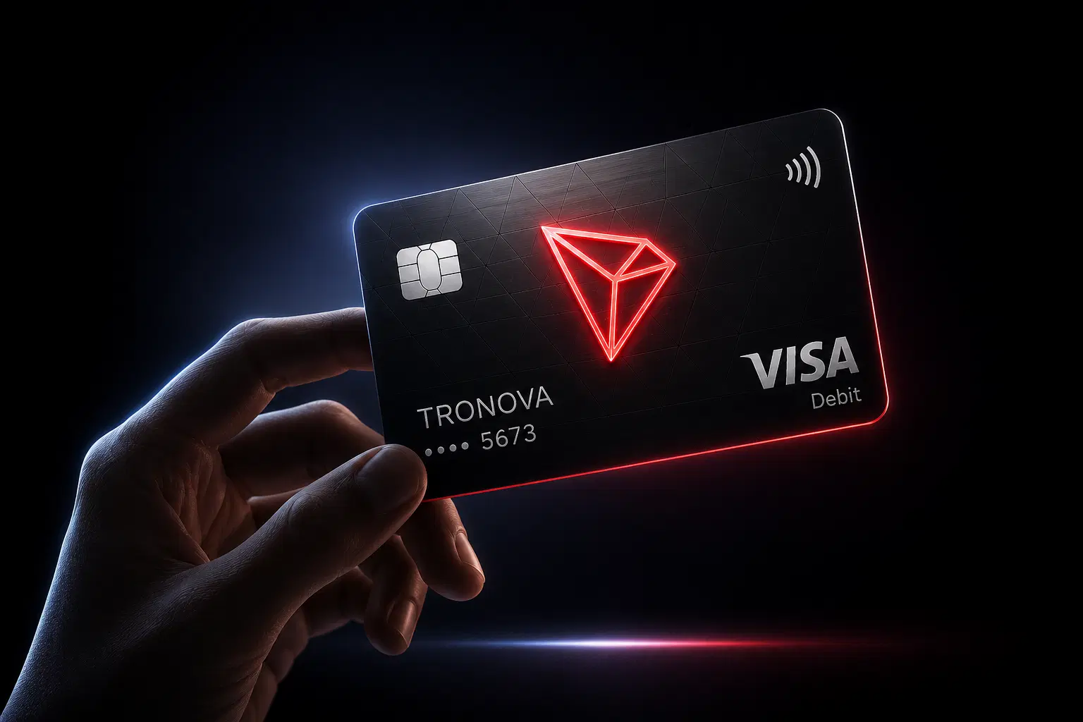 Hand holding Tronova card